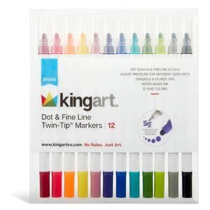 Kingart Vivid Colot Twin-Tip Markers Set - 12 Colors